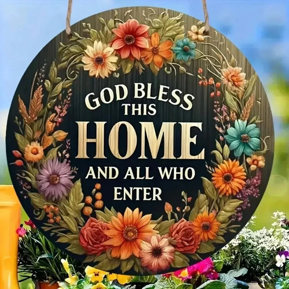 Helloyoung Floral Wreath Welcome Sign Home Decor