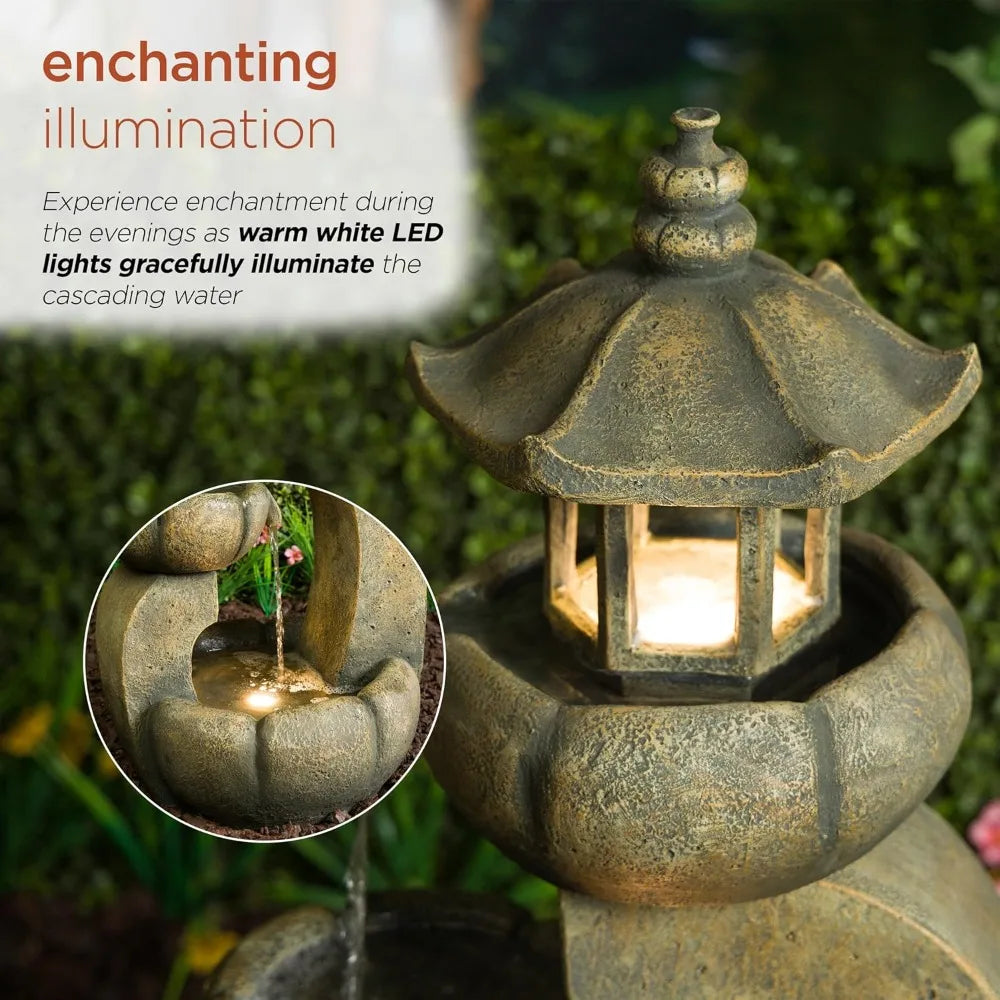 Rainforest Rock Waterfall Fountain With LED Lights
