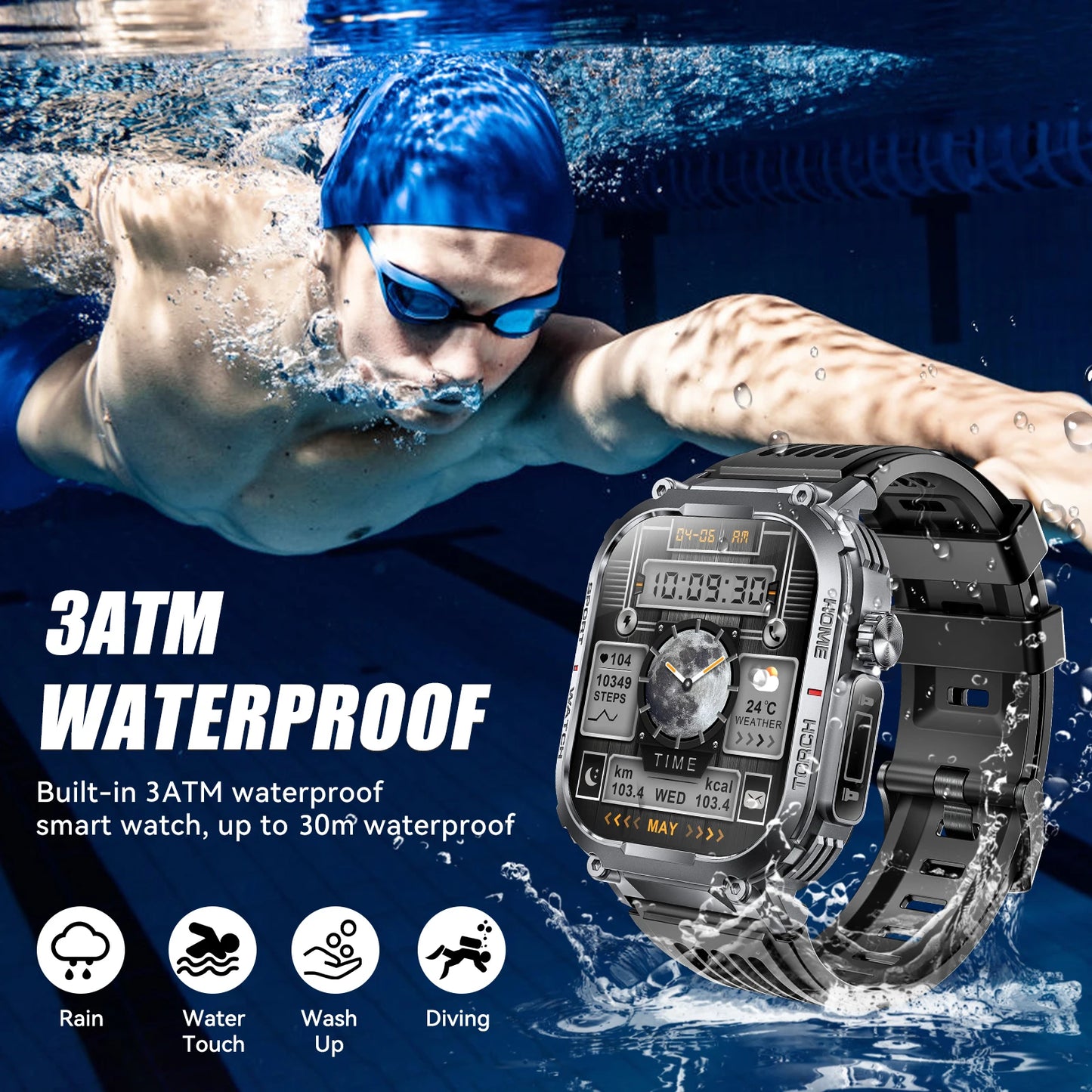 EIGIIS Smart Watch Men S320B 3ATM Waterproof Heart Rate