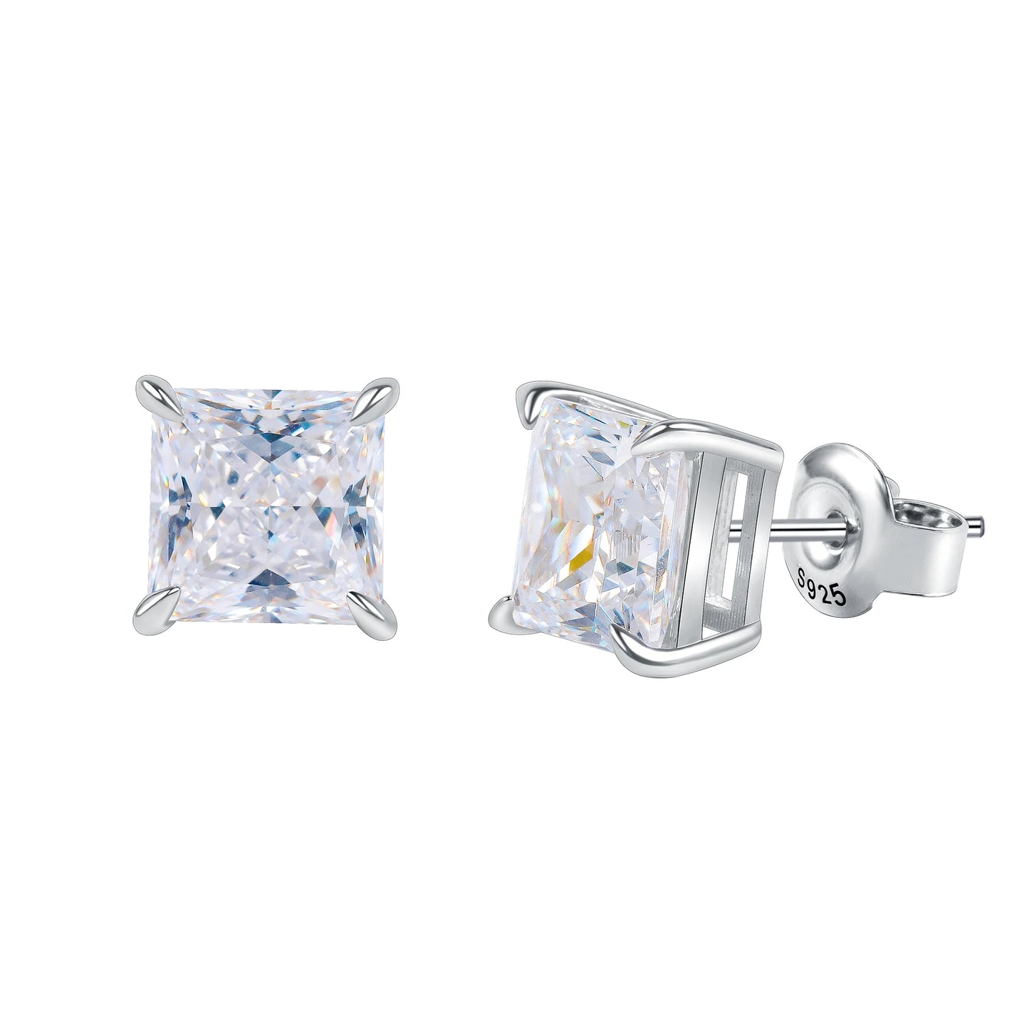 GEM'S BALLET Moissanite Stud Earrings 925 Sterling Princess