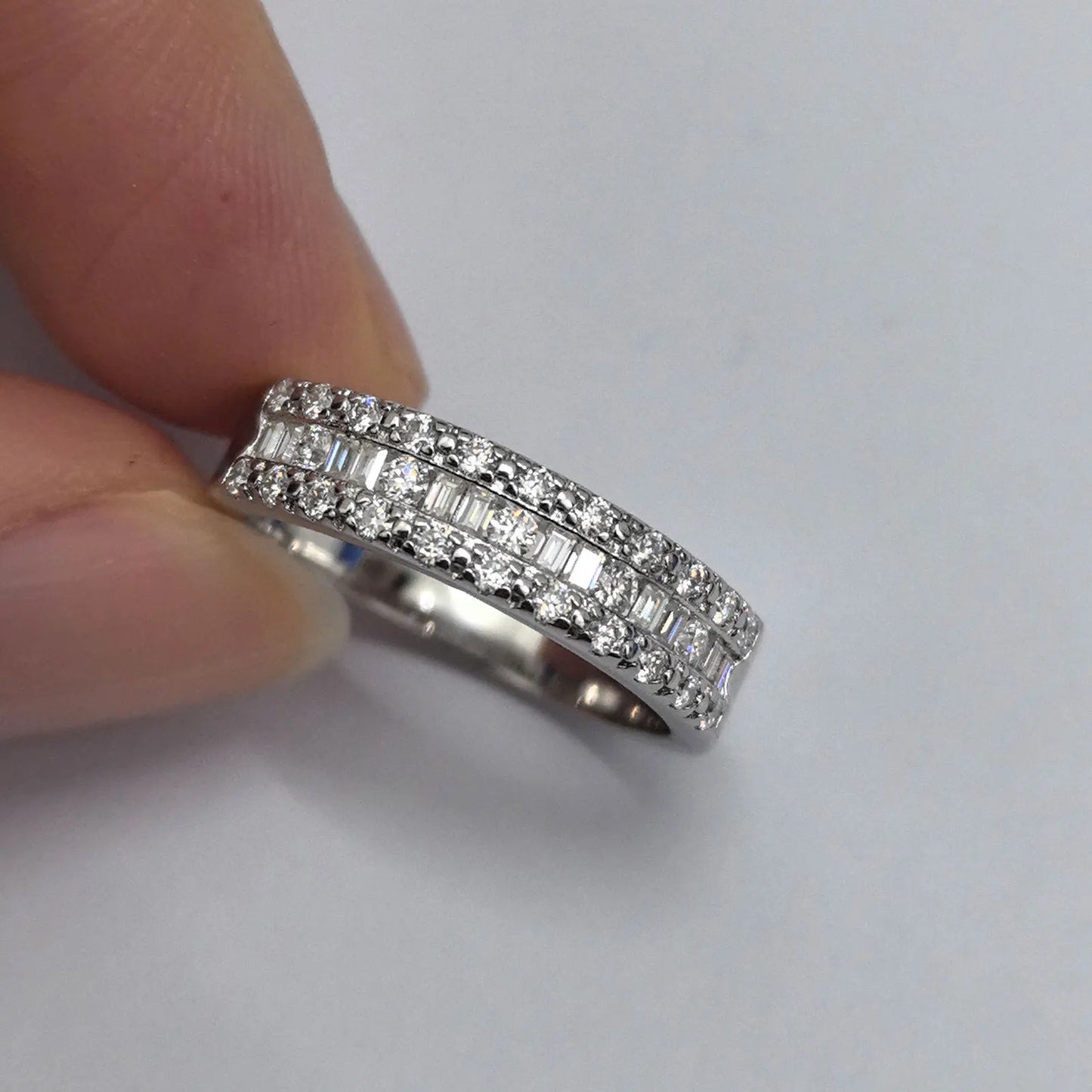 Newshe Moissanite Ring 925 Sterling Silver Half Eternity