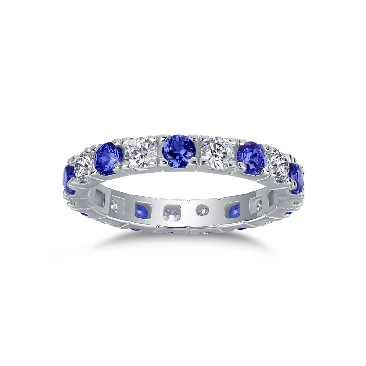 Certificate S925 Silver Moissanite And Sapphire Ring