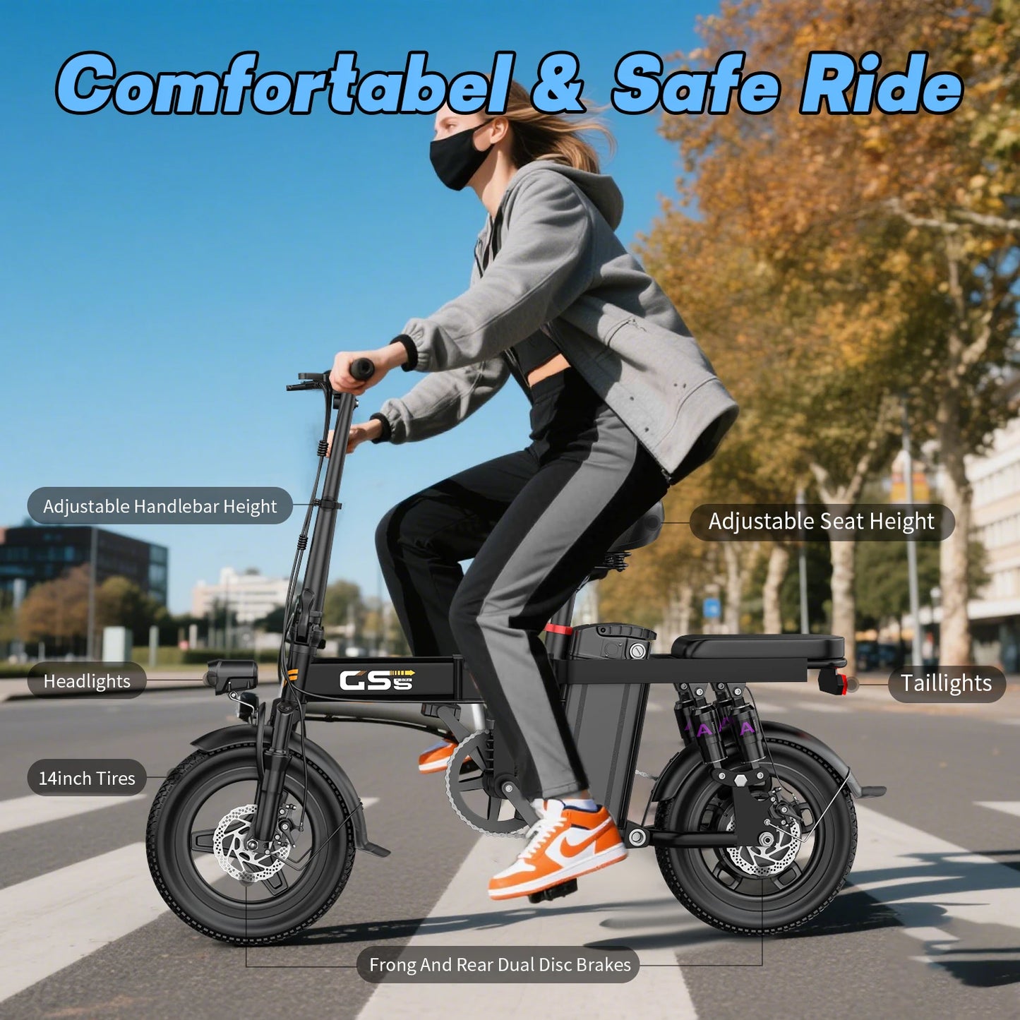 GS5 Electric Folding EBike 750W 48V Removable Battery