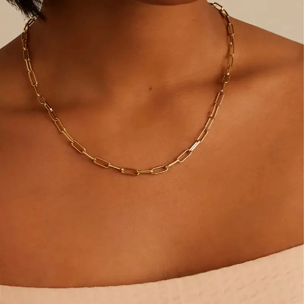 Parker Necklace Women Adjustable Paperclip Link Chain Clasp