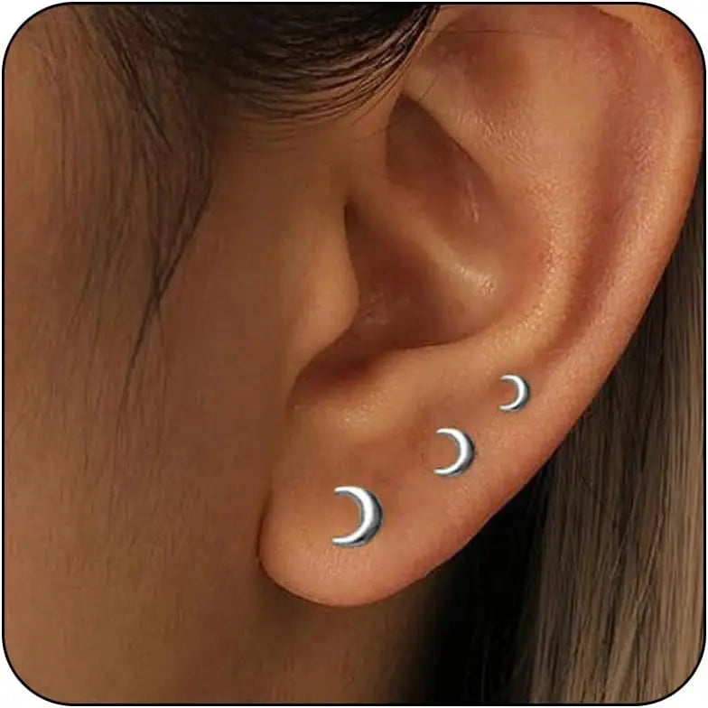 Zhejiang Sterling Silver 3 Pairs Tiny Stud Earrings Women