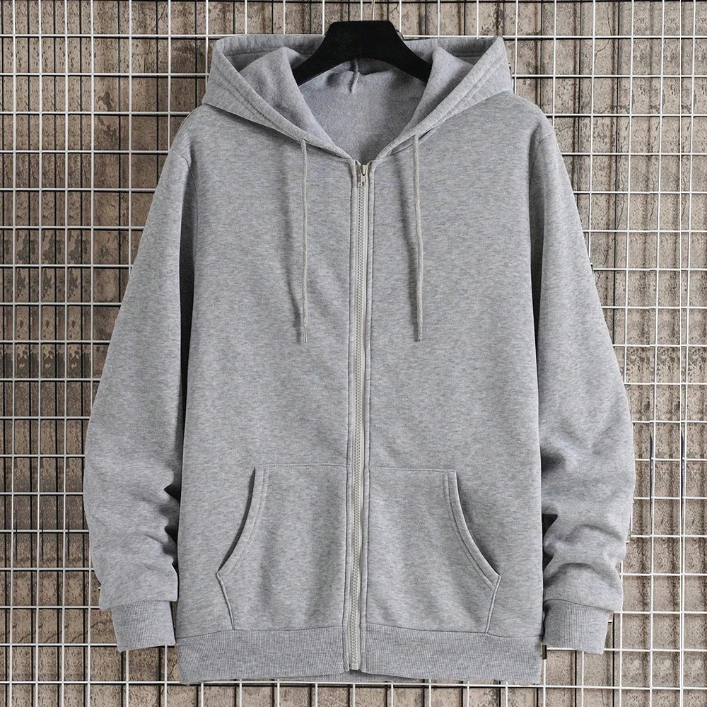 Autumn Men Hooded Jacket With Zipper Closure Sweatshirt
