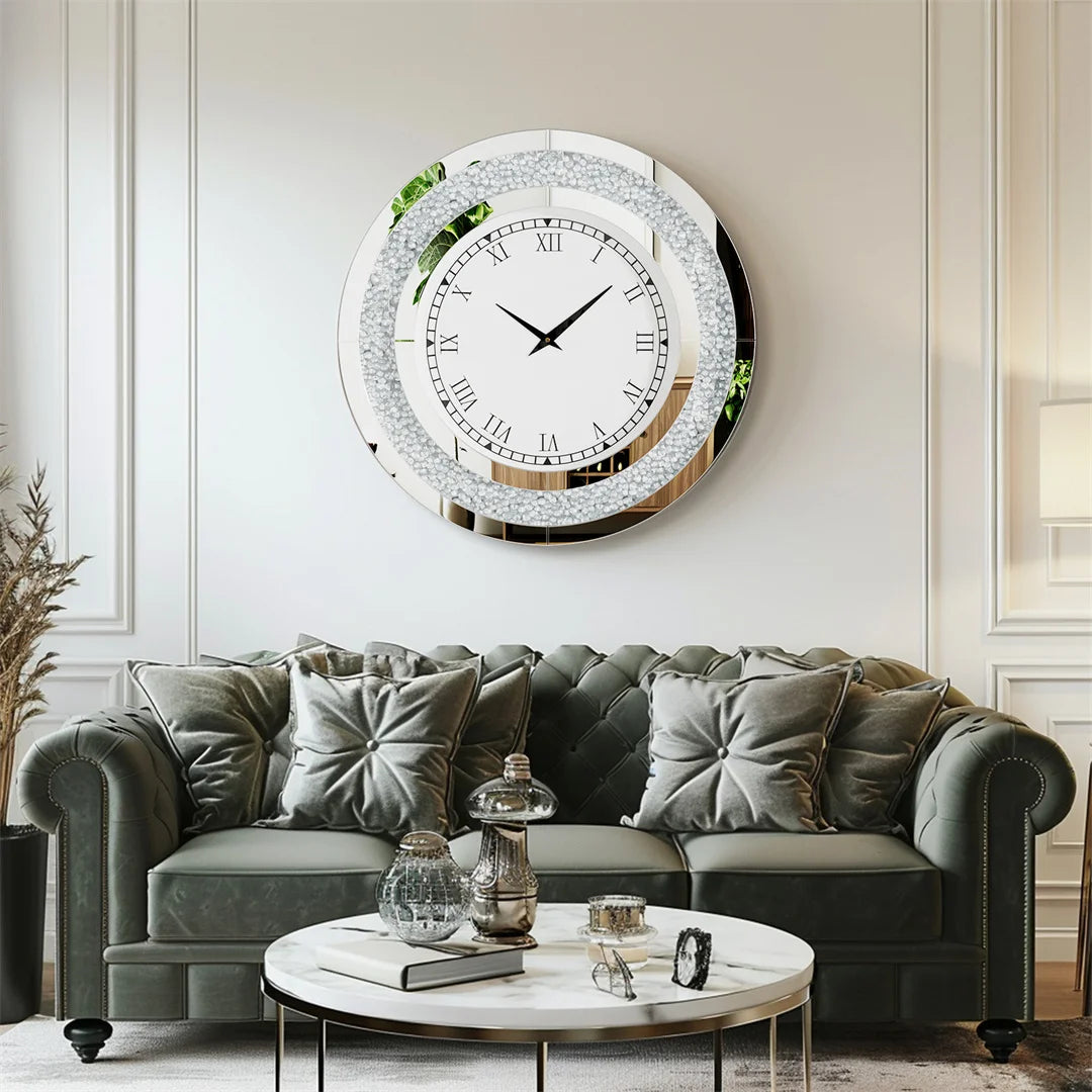 LUVODI Diamond Crystal 3D Wall Clock With Roman Numerals