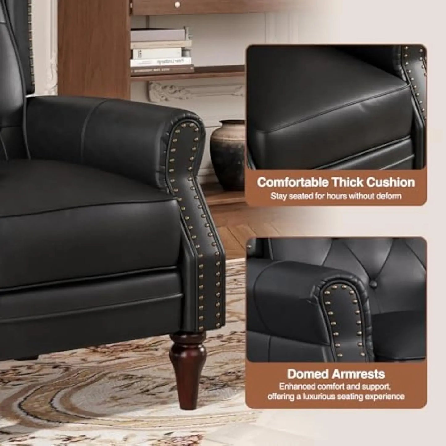 Mid Century Modern PU Leather Accent Chairs Set of 2