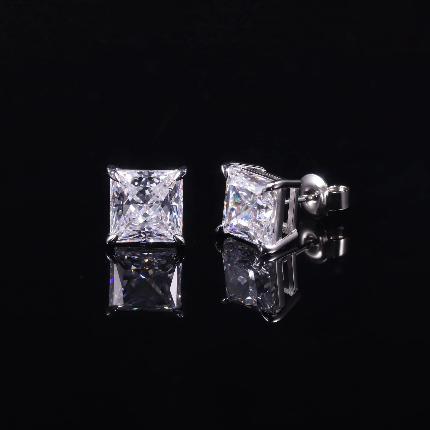 GEM'S BALLET Moissanite Stud Earrings 925 Sterling Princess