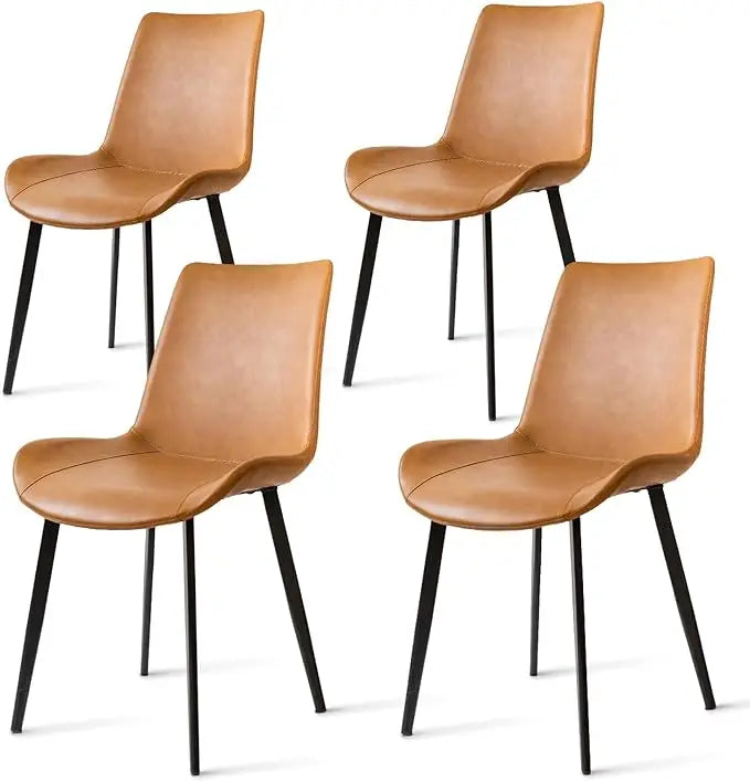 HUANZHUANG Modern PU Leather Dining Chairs With Metal Legs