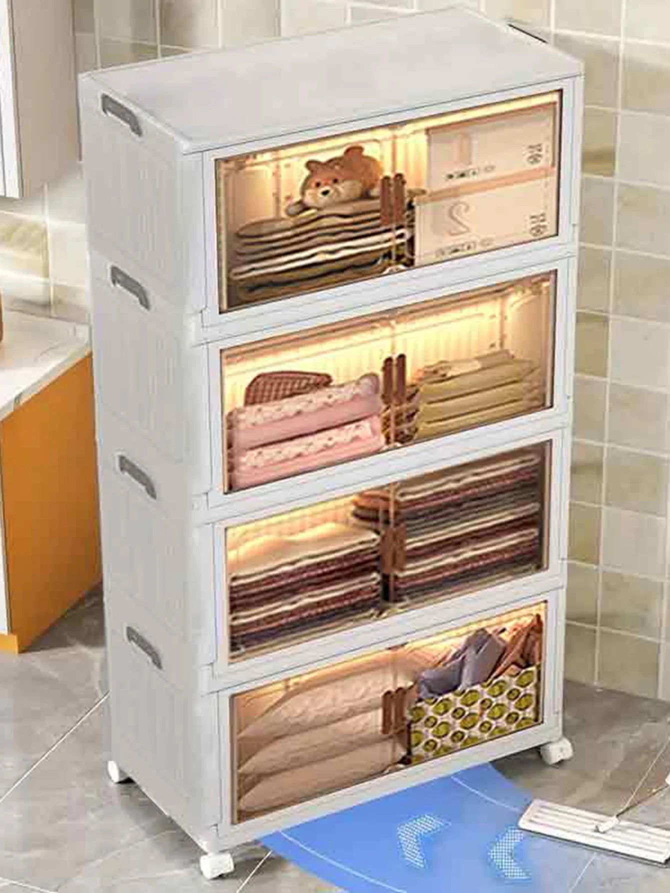 Hign-concerned 5-Layer Folding Cabinet With Magnetic Doors