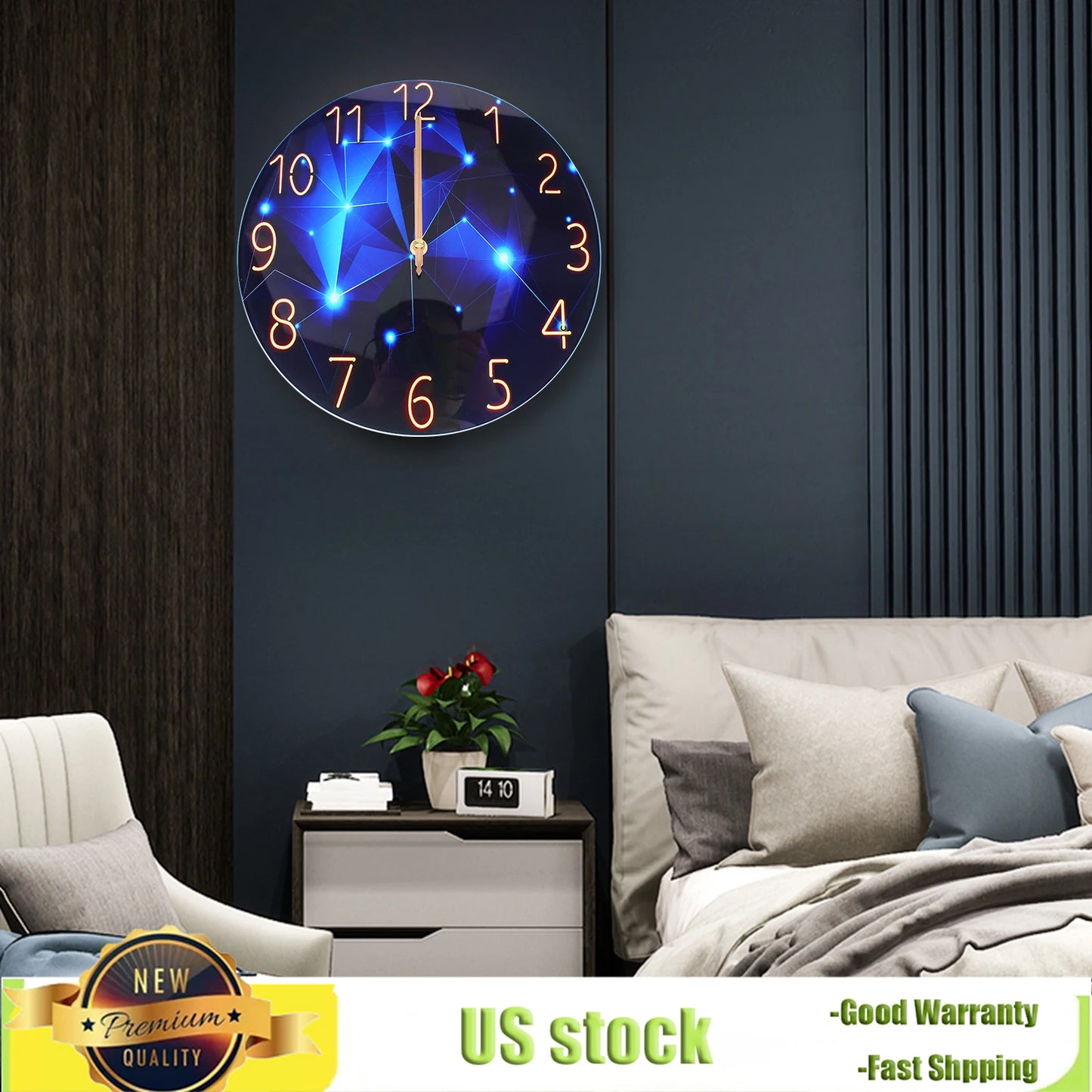 Blue Starry Glass Wall Clock by NoEnName Null