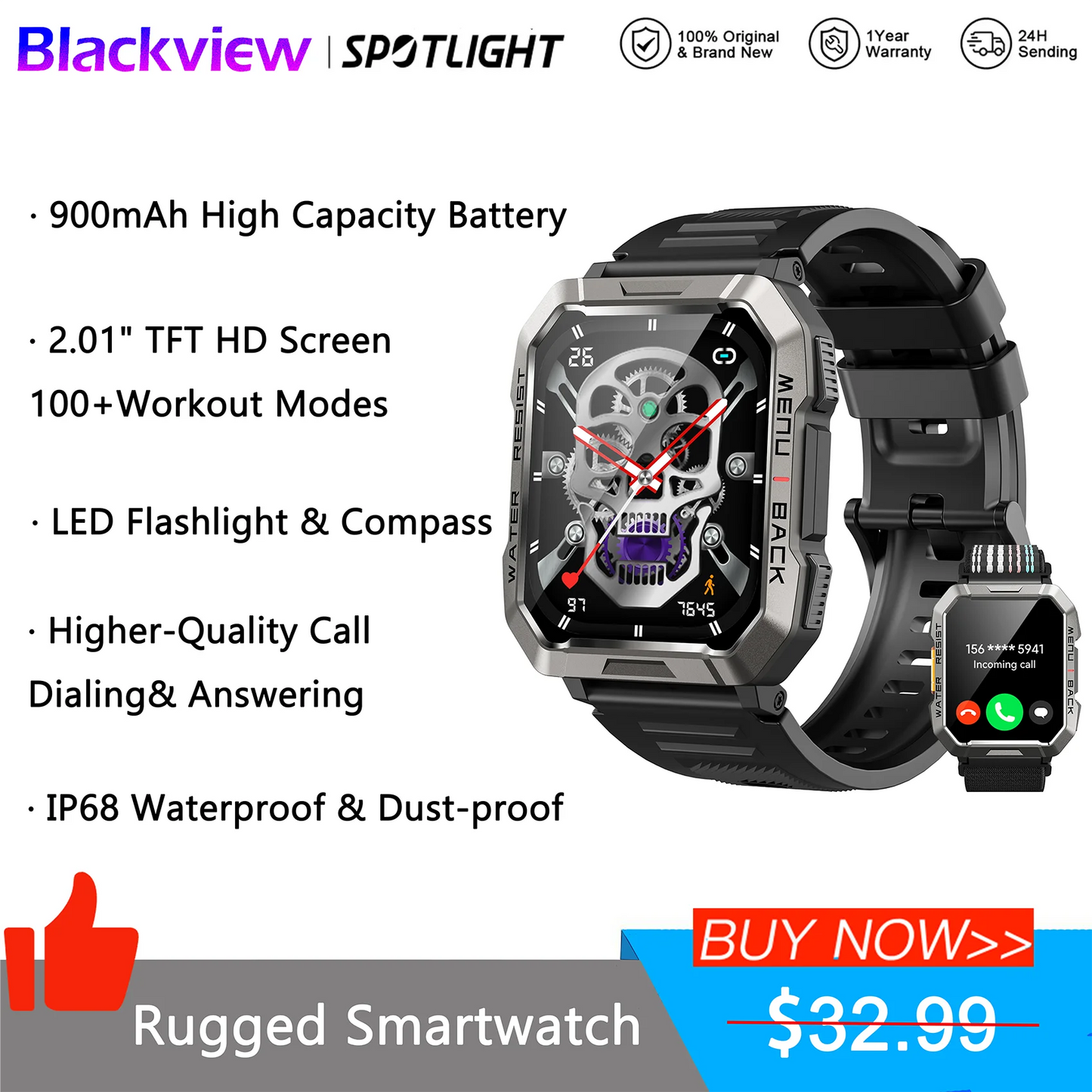 Blackview Smart Watch Outdoor Bluetooth Waterproof Pro