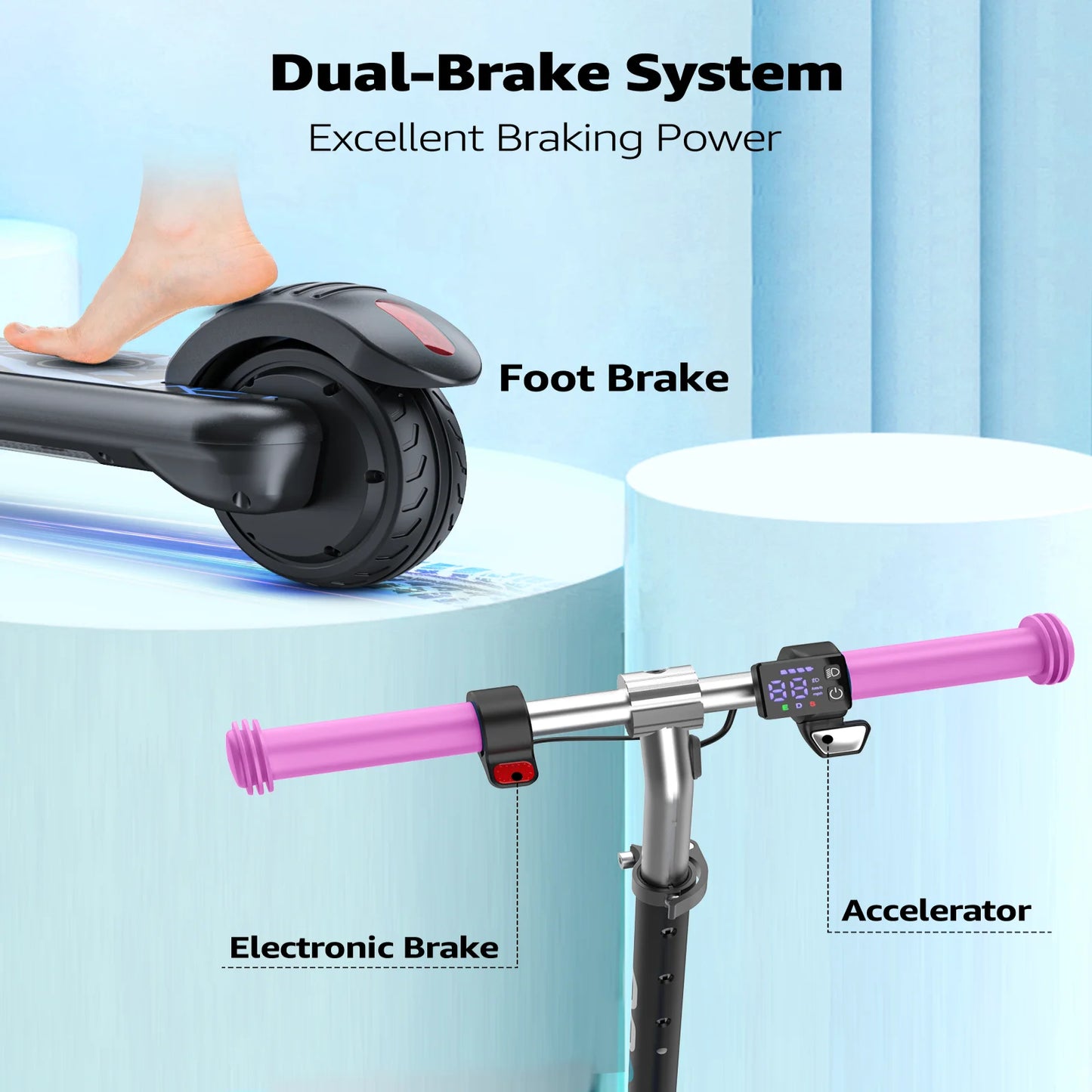 GYROOR Kids Electric Scooter LED Display 150W Dual Brake