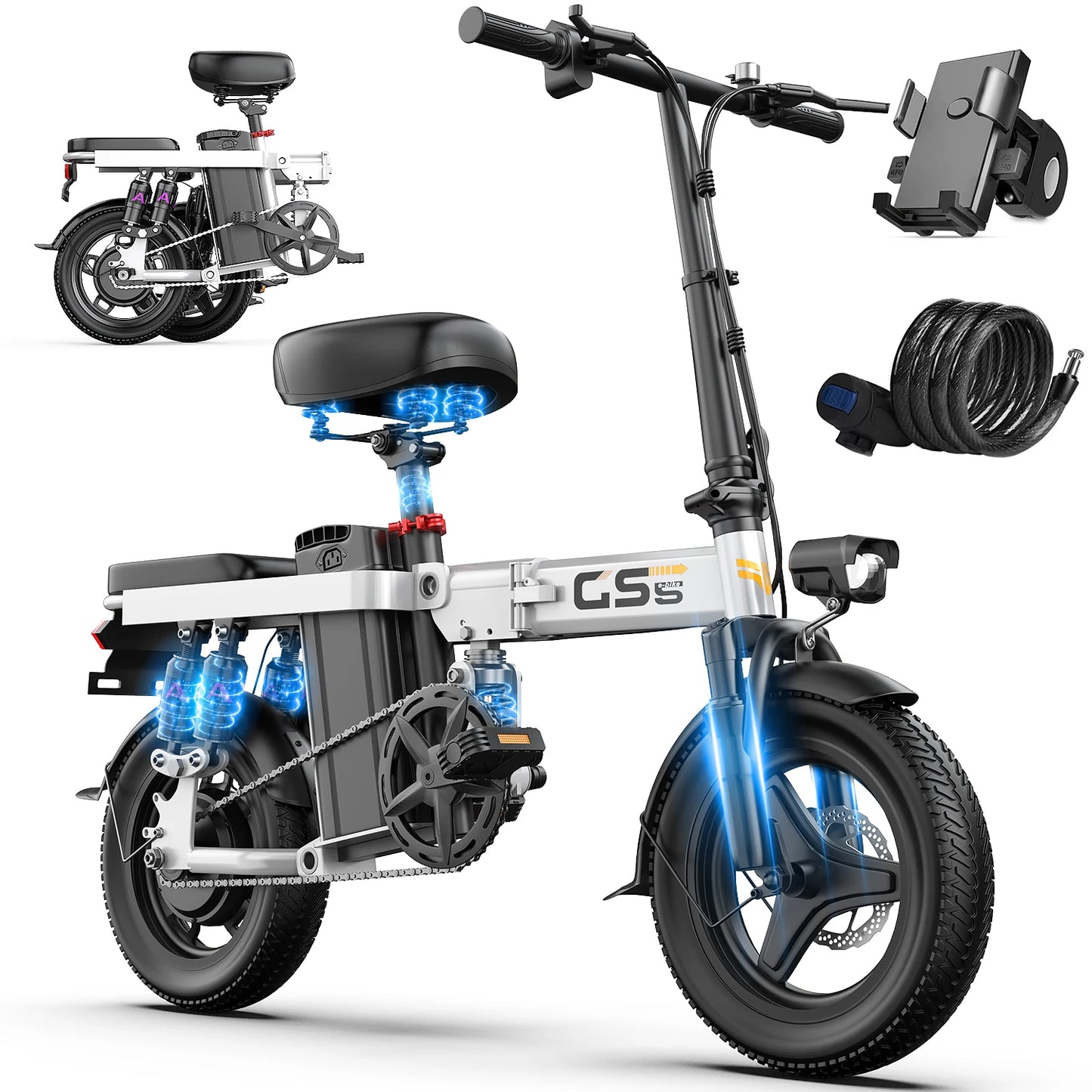 GS5 Electric Folding EBike 750W 48V Removable Battery