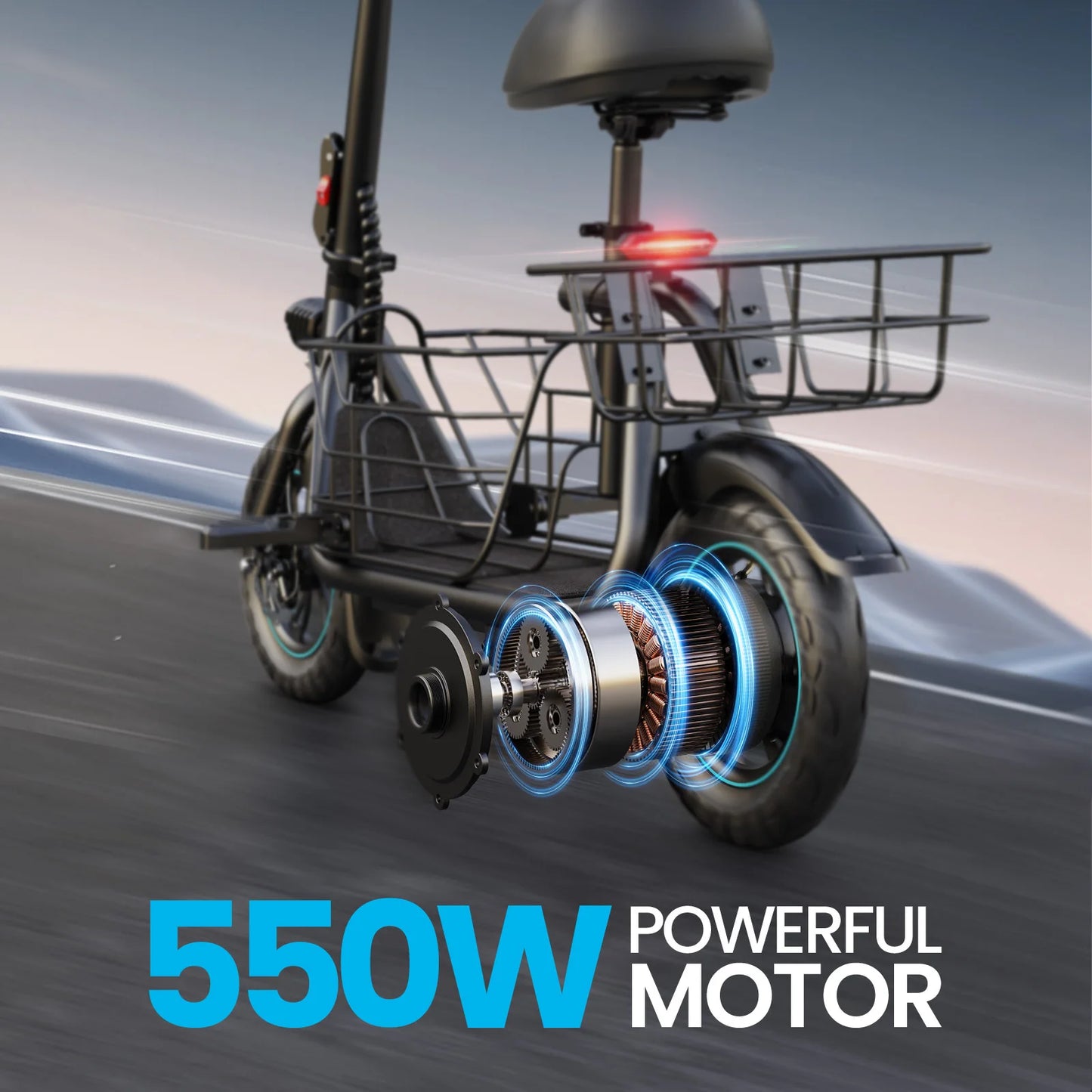 GYROOR Electric Scooter With Pet Basket Foldable 3 Modes