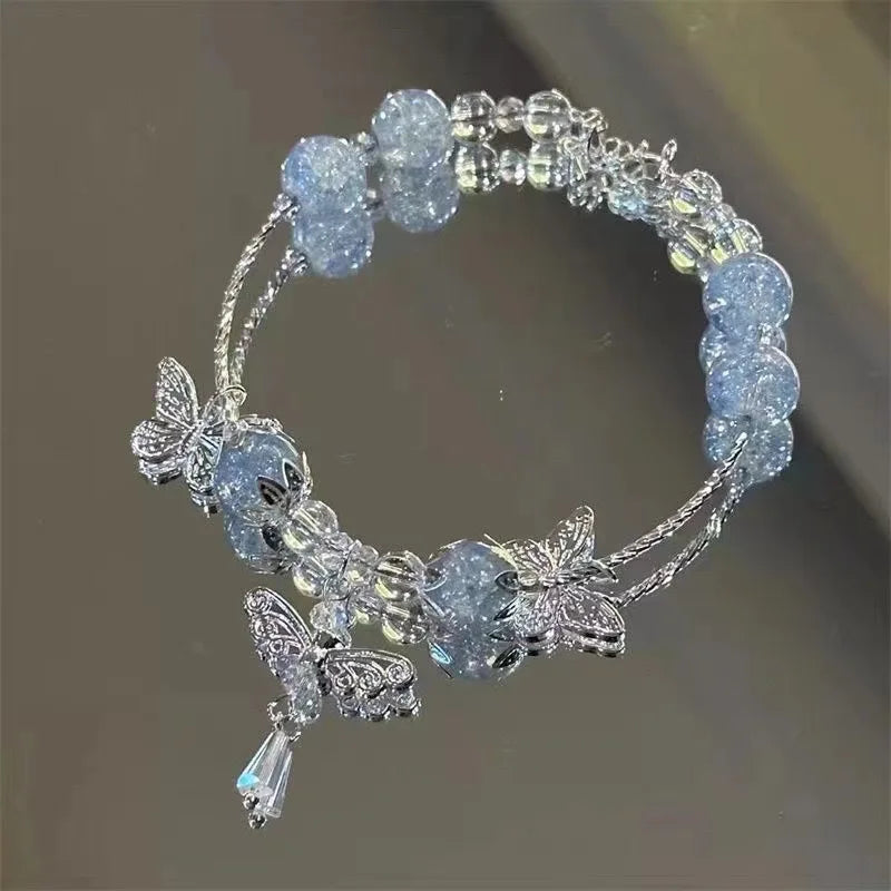 Belleper Luxury Glass Beaded Bracelet Butterfly Tassel