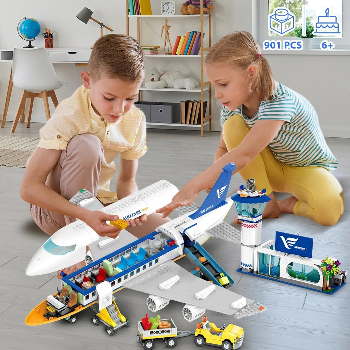 HOGOKIDS Airplane Building Set With LED Plane Blocks