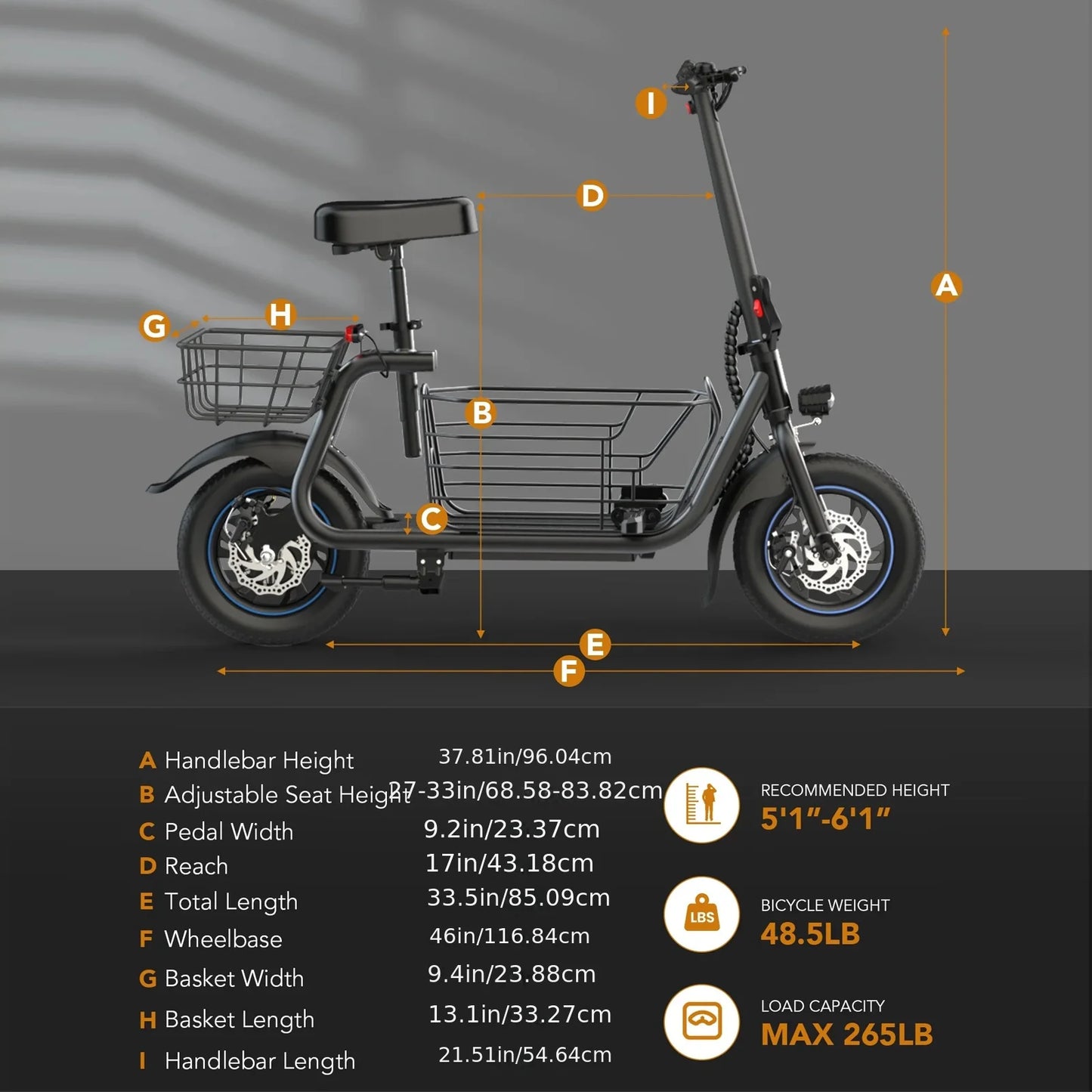 GYROOR Electric Scooter With Pet Basket Foldable 3 Modes