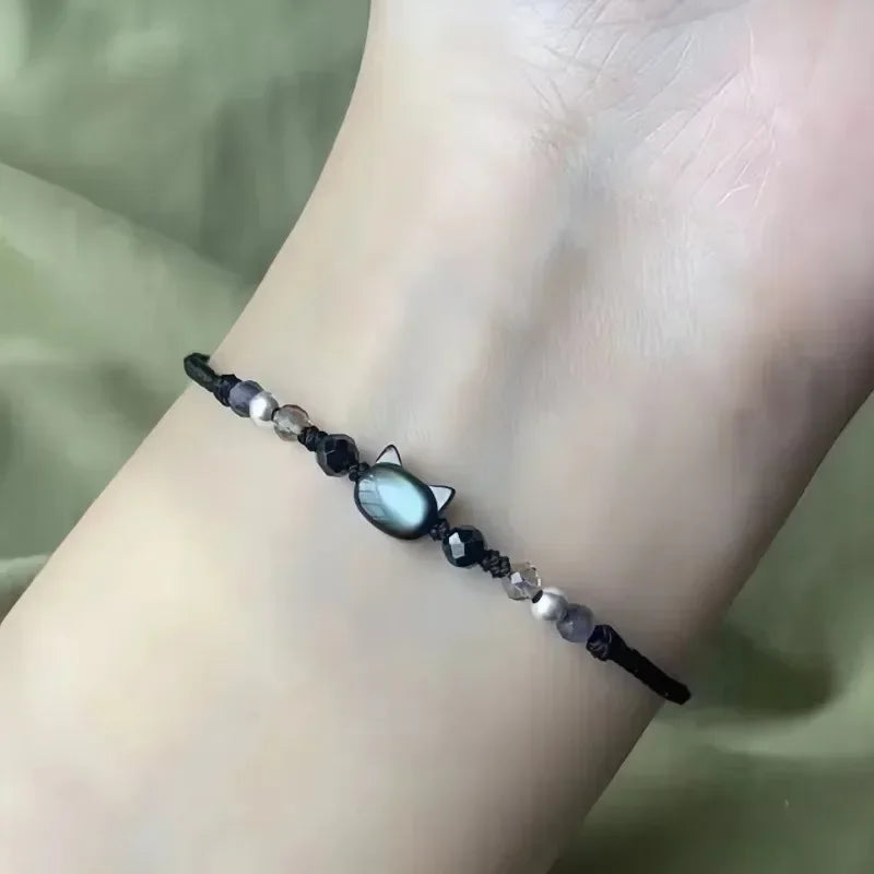 CN Moonstone Obsidian Bracelets for Couples Minimalist Gift