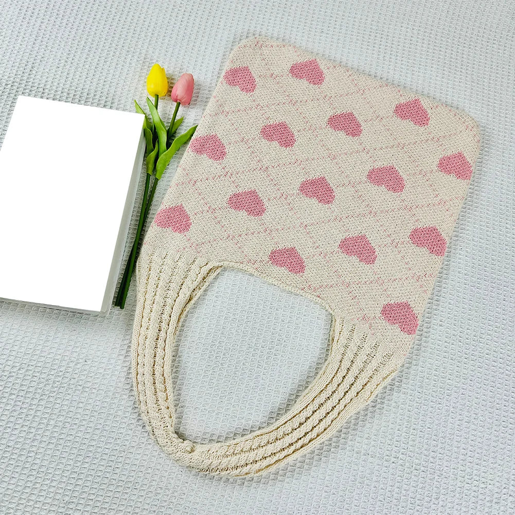 Shunmaii Heart Pattern Beach Tote Bag For Women Vacation