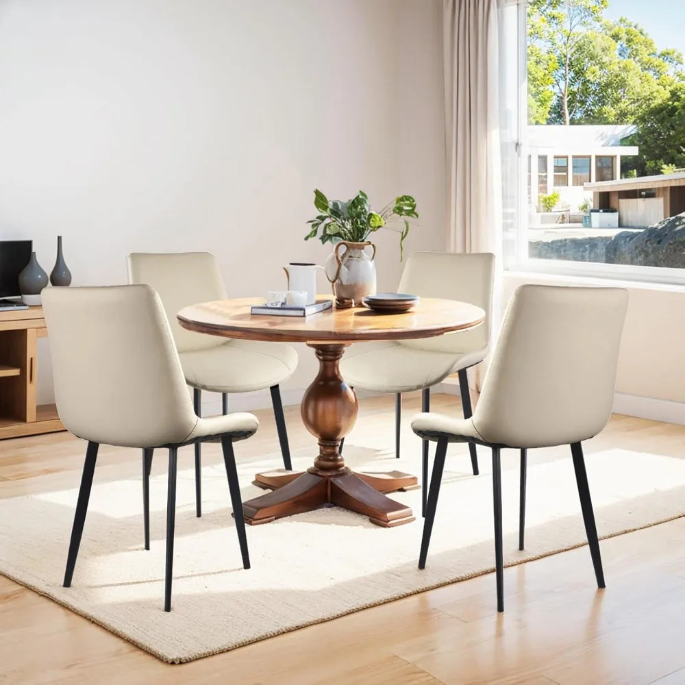 HUANZHUANG Modern PU Leather Dining Chairs With Metal Legs