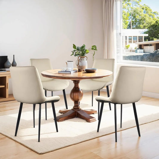 HUANZHUANG Modern PU Leather Dining Chairs With Metal Legs