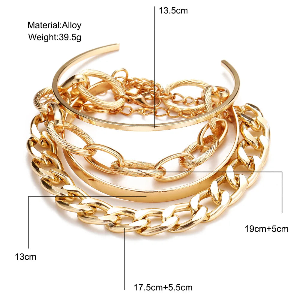 DAIPANCN Bohemian Metal Chain Bracelet Set For Women
