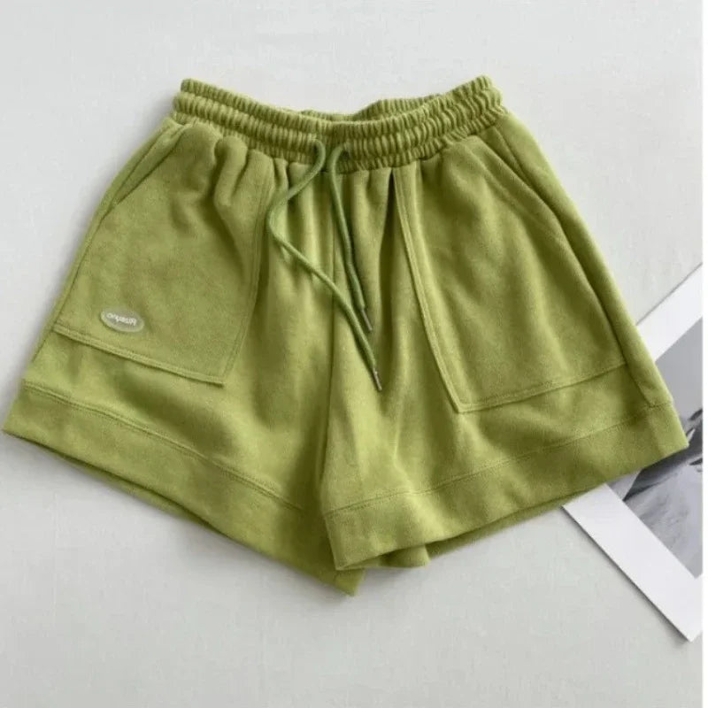 Women Loose Wide Leg Drawstring Shorts Casual Home Wear