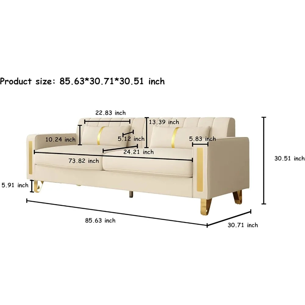 Guangbai Modern Velvet Loveseat Sectional Sofa Metal Legs
