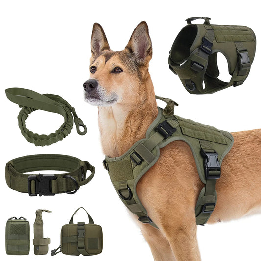 Military Dog Harness Vest With Molle Pouches For Large