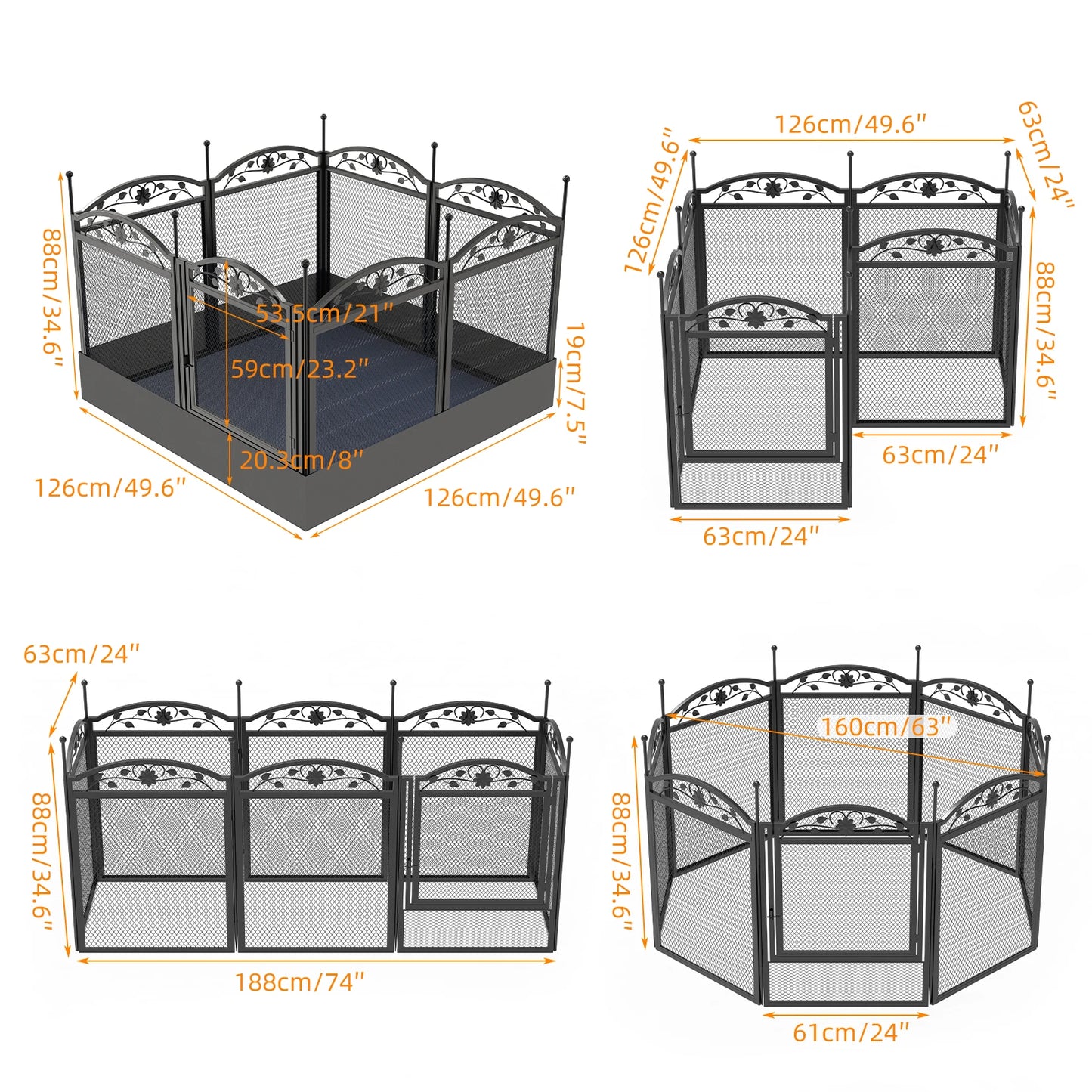 Bingopaw Eight Panel Heavy Duty Dog Playpen Outdoor Fence