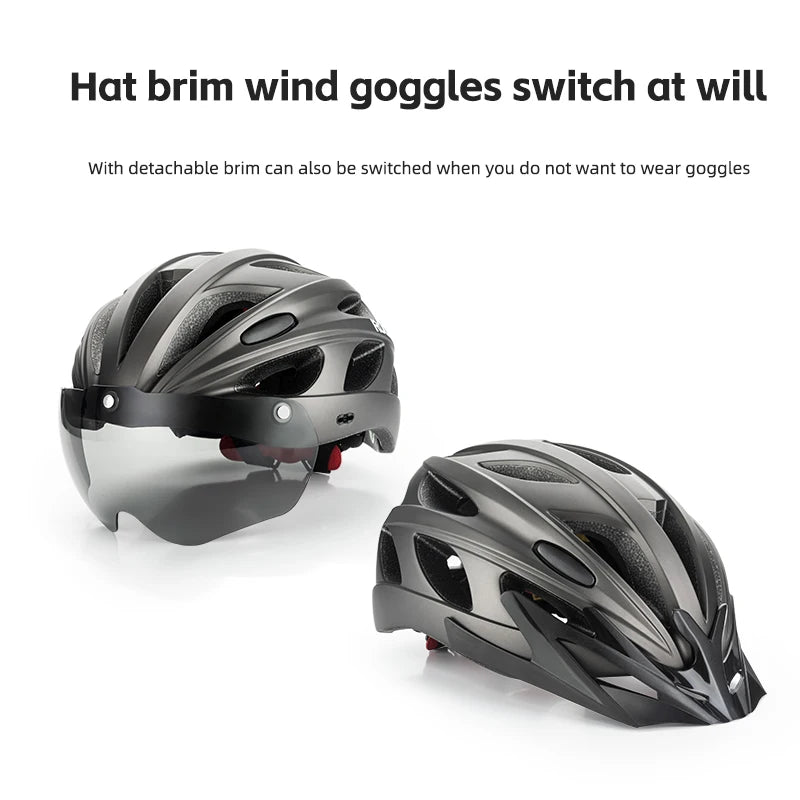ROCKBROS Integrated Cycling Helmet Goggles For MTB Road