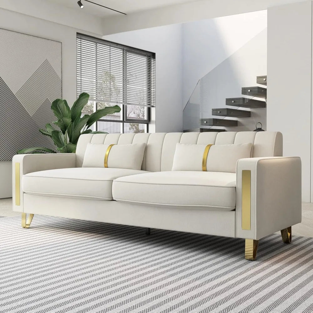Guangbai Modern Velvet Loveseat Sectional Sofa Metal Legs