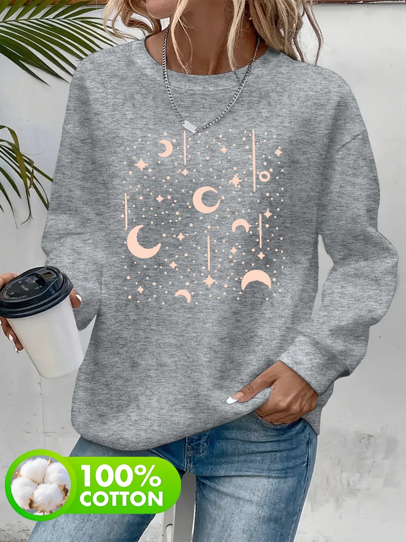 Zhejiang Starry Sky Moon Sweatshirt Women Casual Pullover