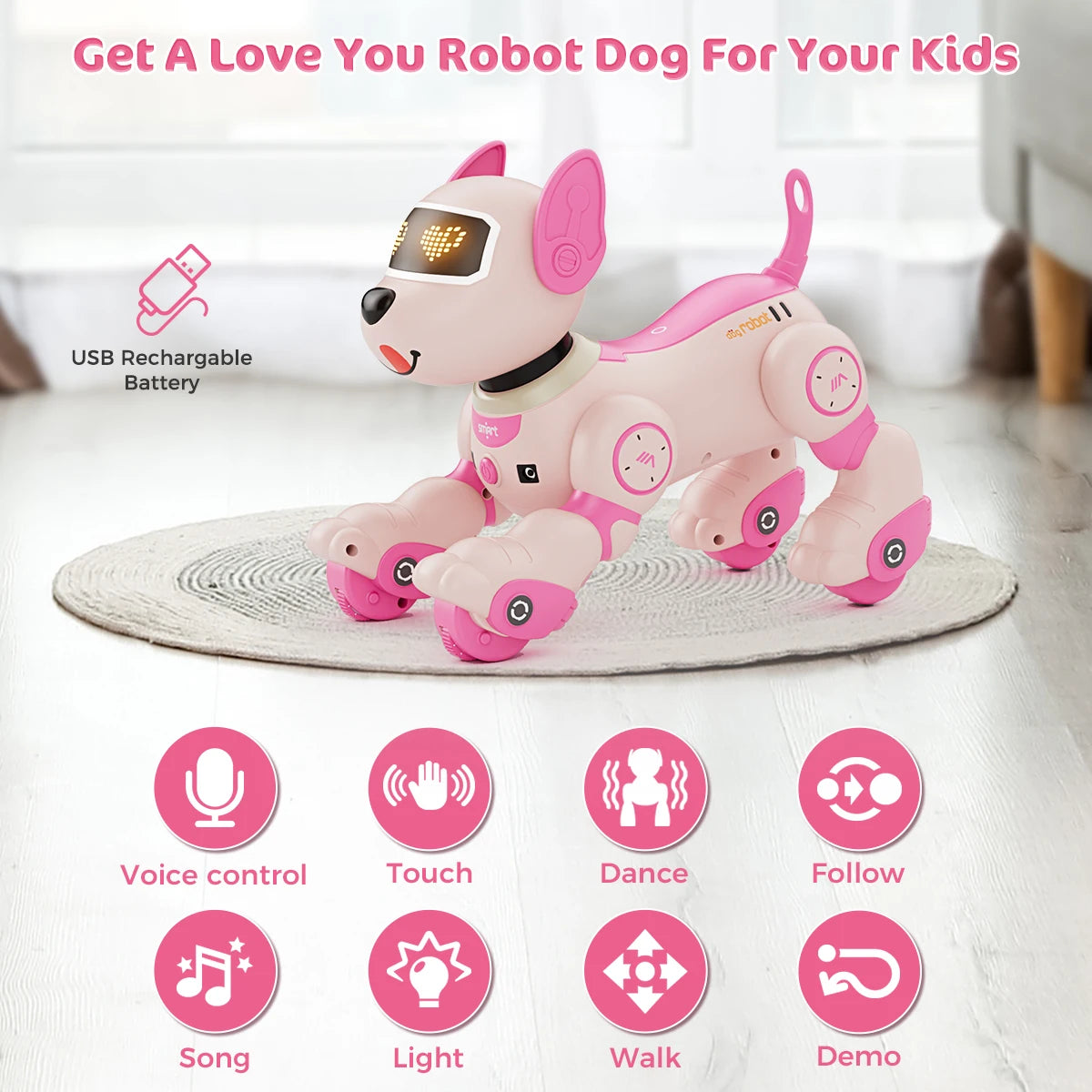 VATOS Robot Dog Toy For Kids Voice 2.4GHz Remote Control