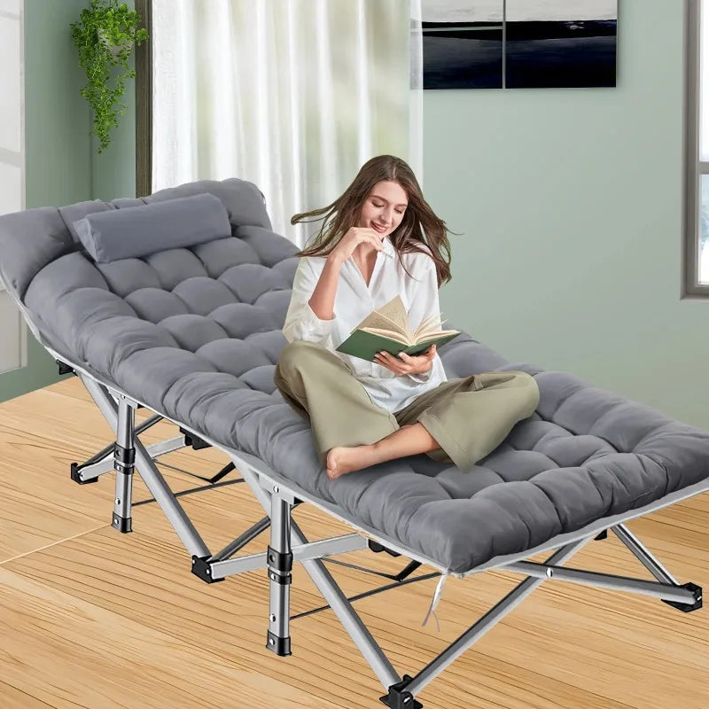YTYIN Folding Bed Cot With Pillow Heavy Duty Camping Bed