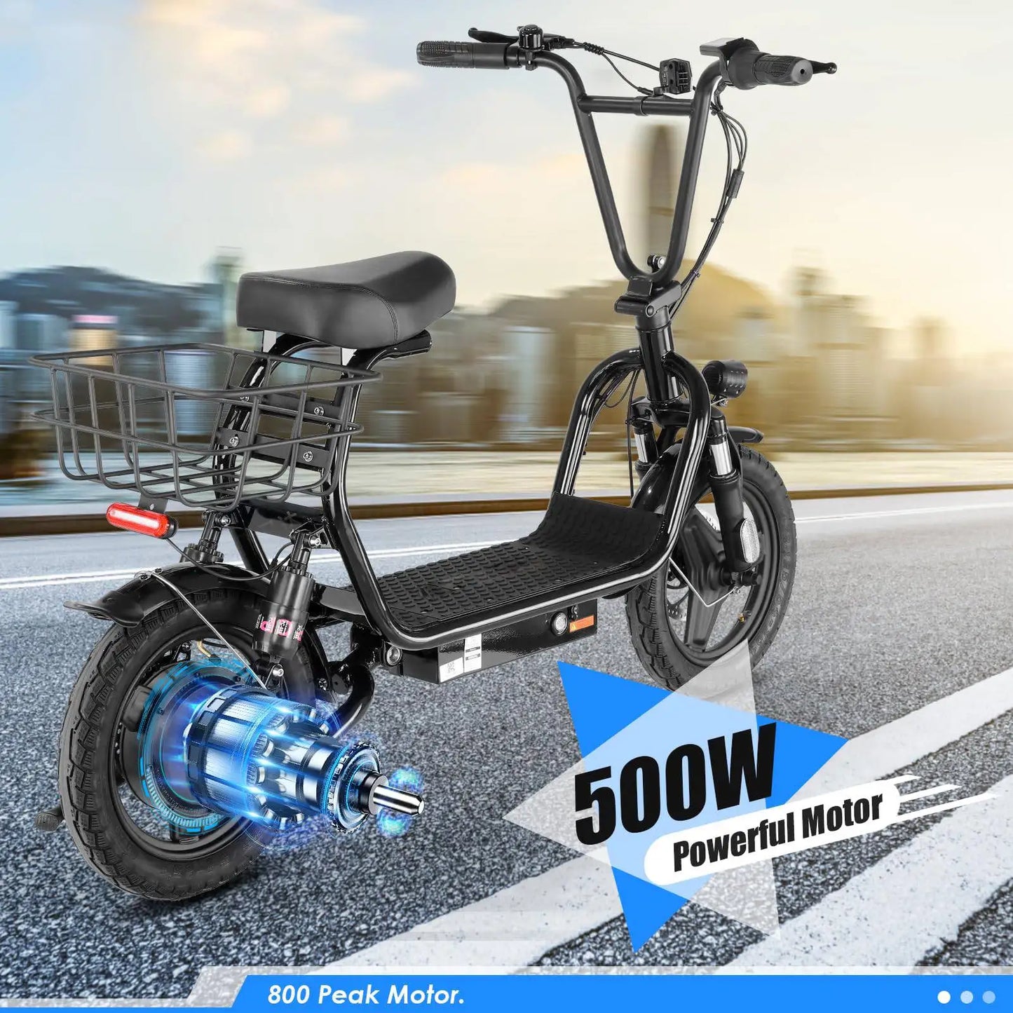 Caroma Electric Scooter with Seat and Fat Tires