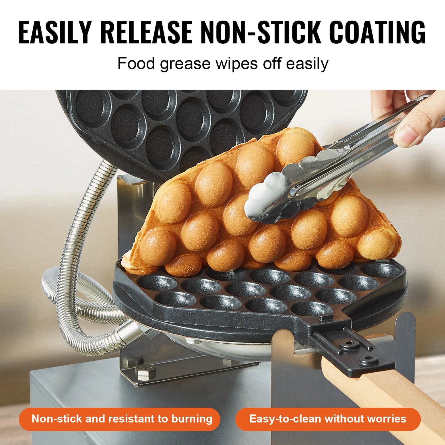 SucceBuy Commercial Egg Bubble Waffle Maker 1400W Stainless