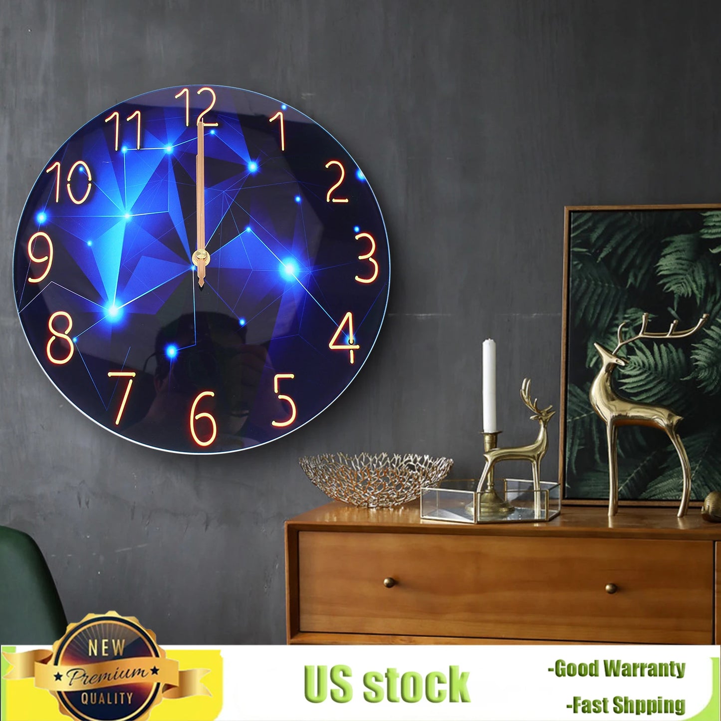 Blue Starry Glass Wall Clock by NoEnName Null