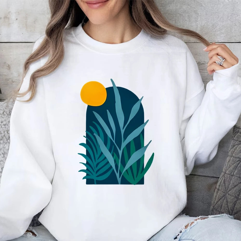 Closure Plant Sunset Graphic Sweatshirt Artistic Nature