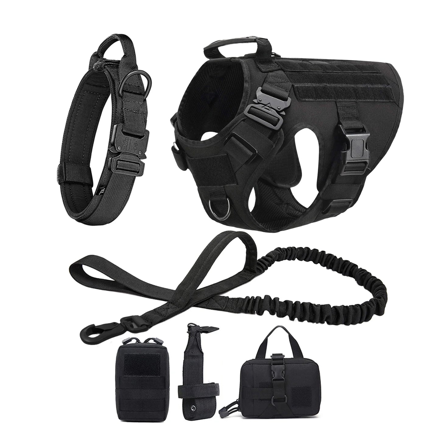 Military Dog Harness Vest With Molle Pouches For Large