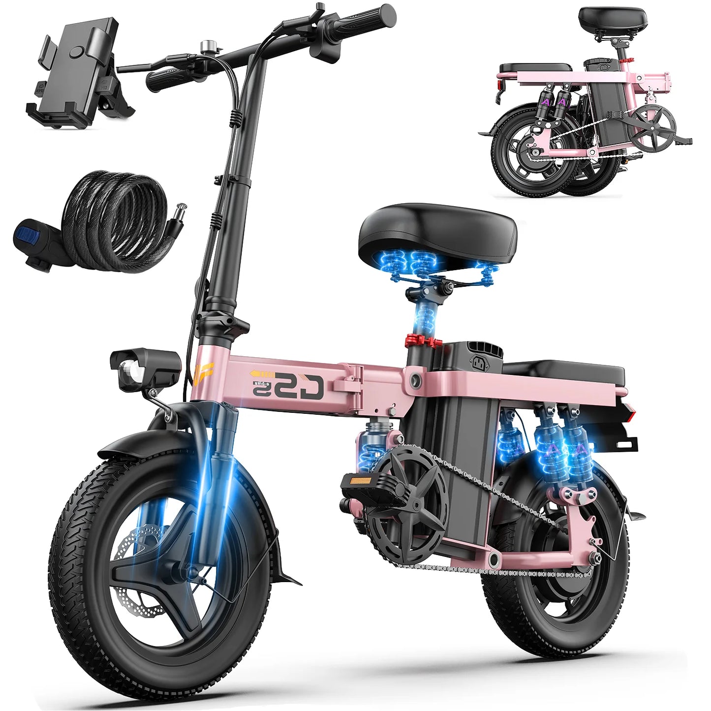 GS5 Electric Folding EBike 750W 48V Removable Battery