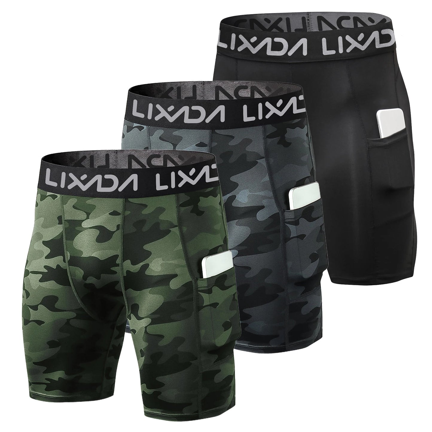 Lixada Men Sports Shorts Pack Active Workout With Pocket