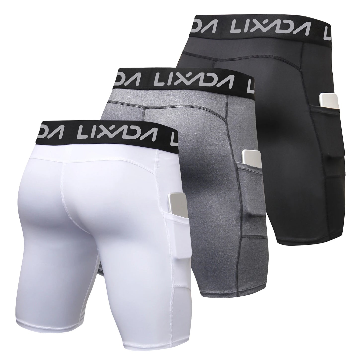 Lixada Men Sports Shorts Pack Active Workout With Pocket