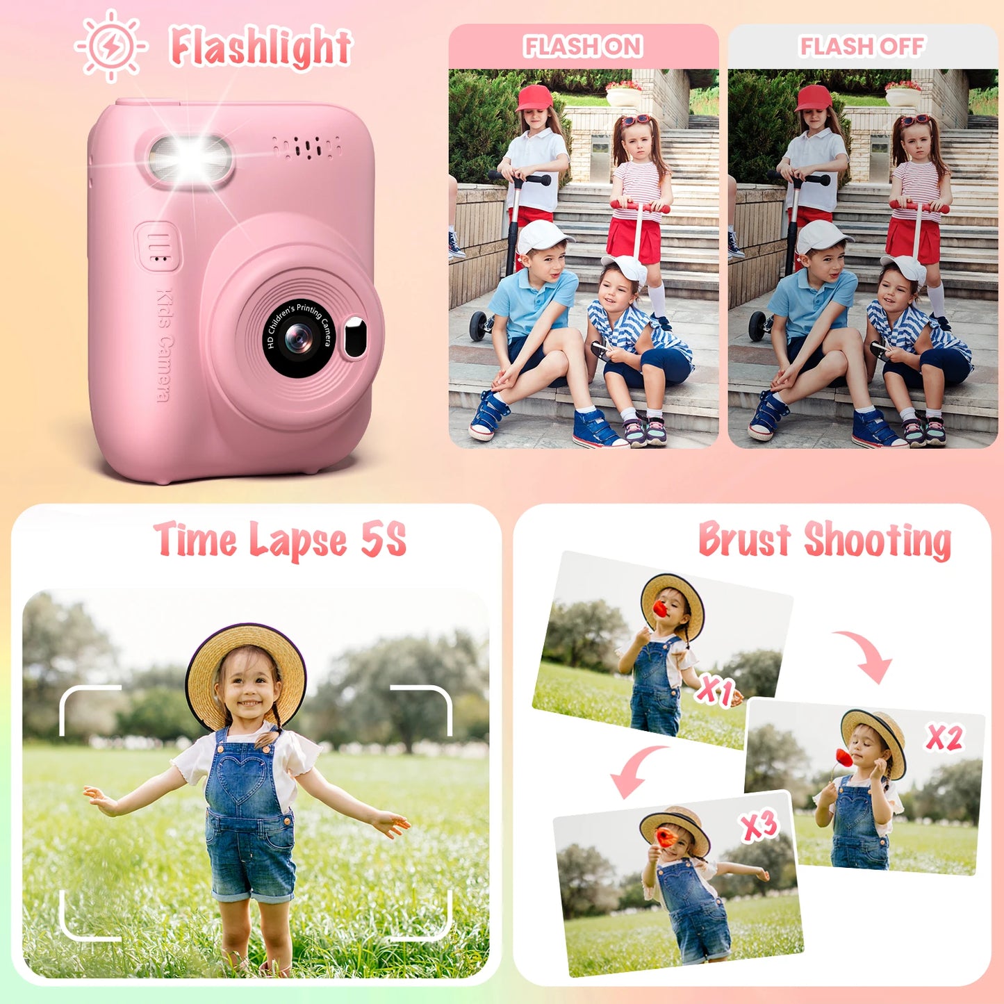DIAMOOKYCN Instant Print Camera For Kids 32MP HD 1080P