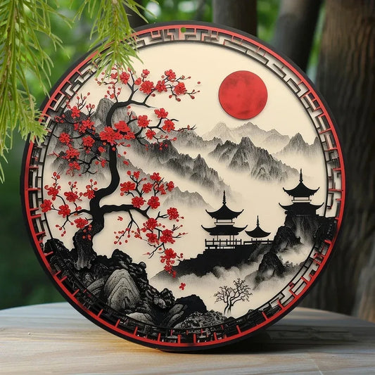 Helloyoung Faux Laser-Cut Aluminum Sign Cherry Blossom Design