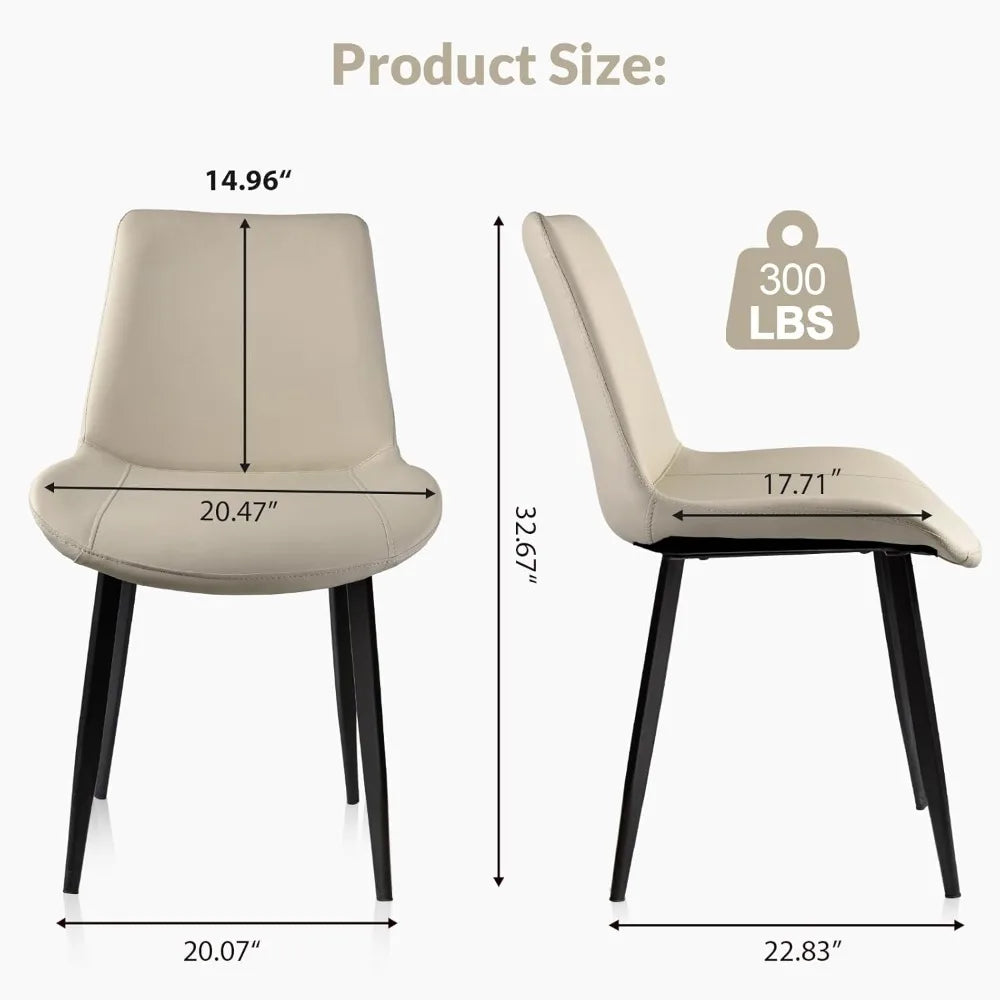 HUANZHUANG Modern PU Leather Dining Chairs With Metal Legs