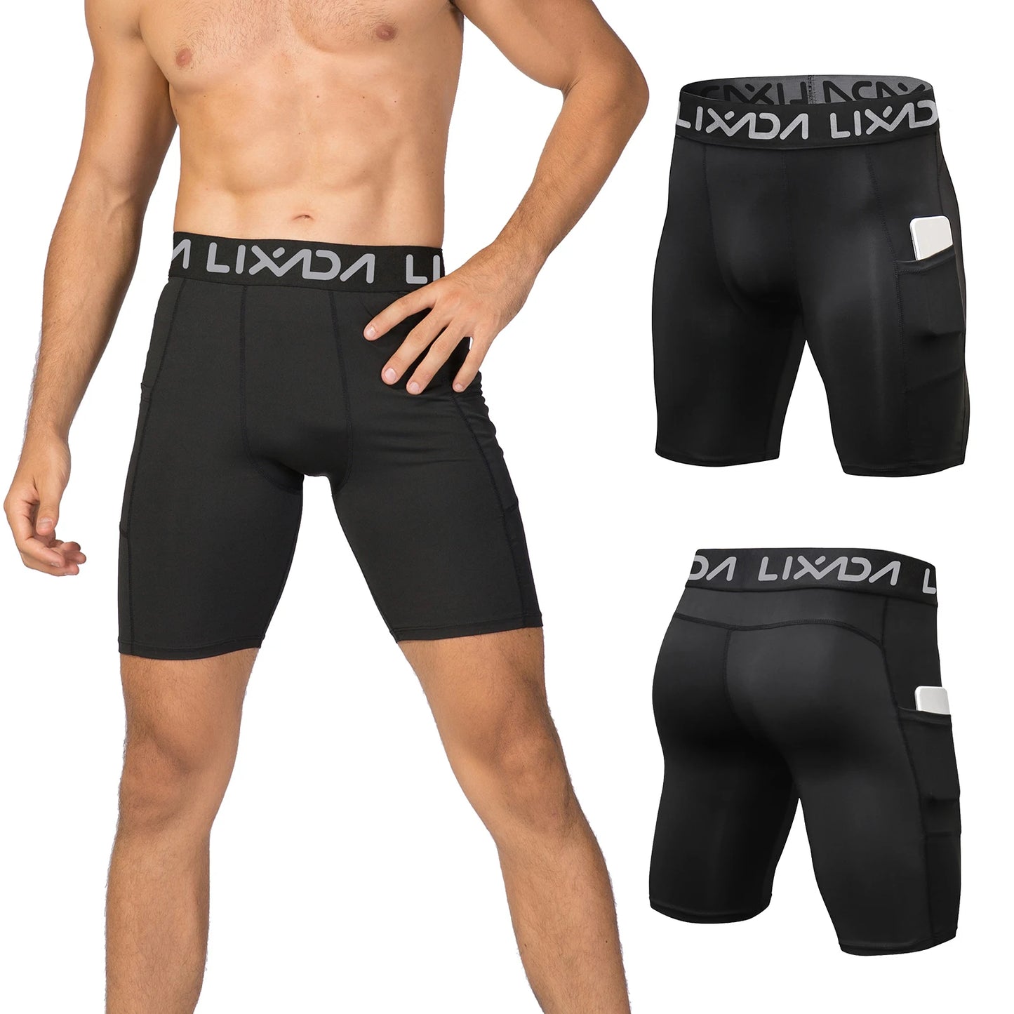 Lixada Men Sports Shorts Pack Active Workout With Pocket