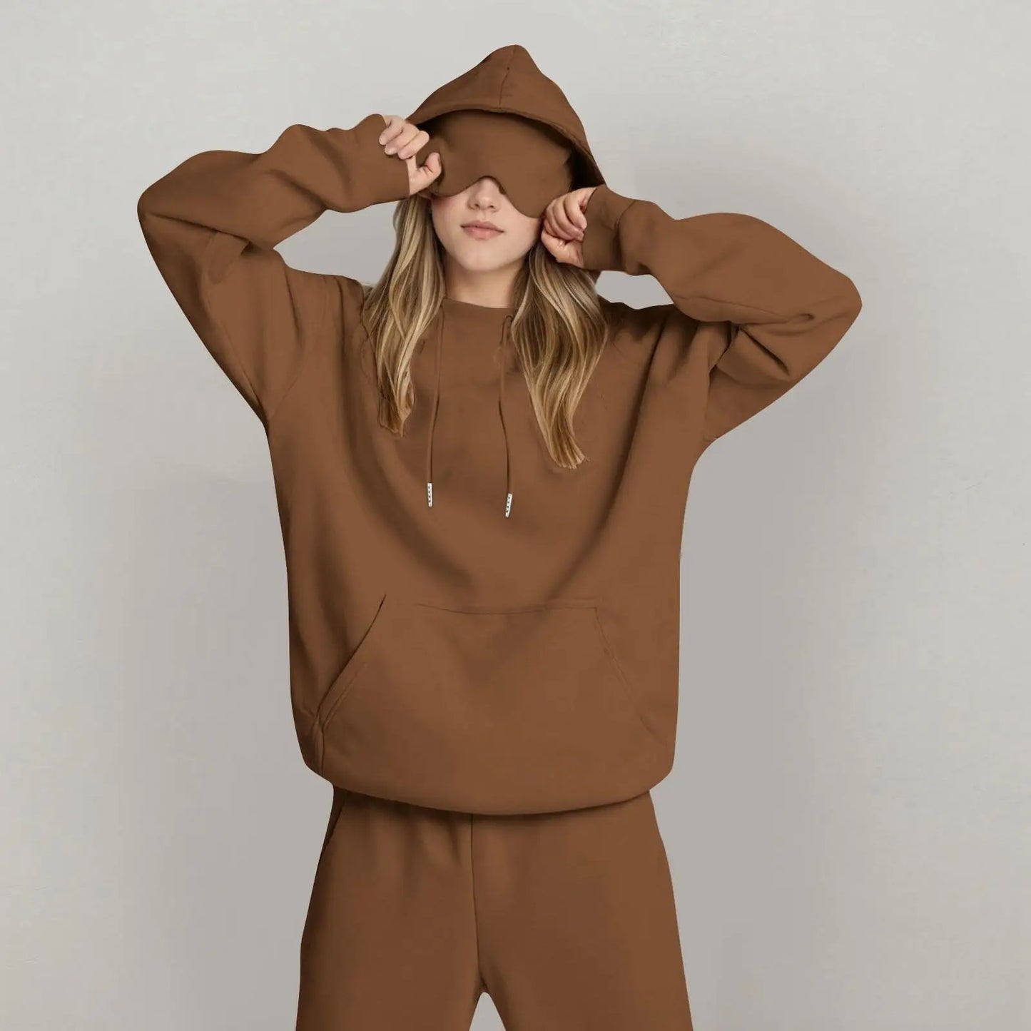 Unisex Hooded Sweatshirt With Built In Eye Mask Loose Fit